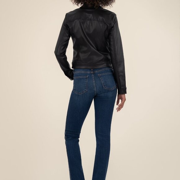 Kut from the Kloth Julia Coated Crop Jacket Size LARGELARGE / Black - Picture 3 of 3